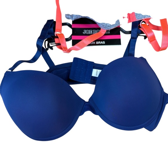 NWT Joe Boxer 2-pack Padded Underwire Push-Up Bras Size 38C Navy Pink - Picture 4 of 8